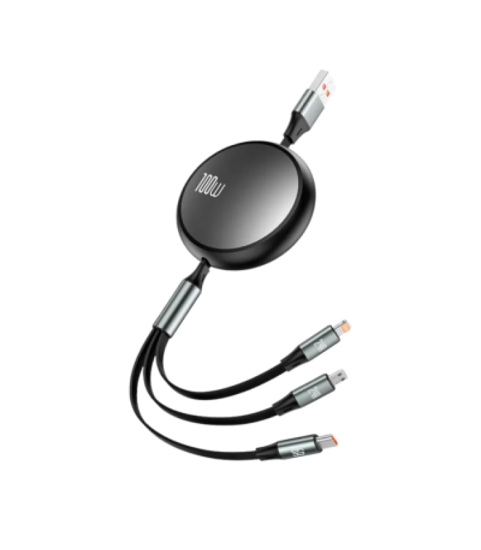Sendem M21S 3 In 2 Retractable 100W Fast Charging Data Cable